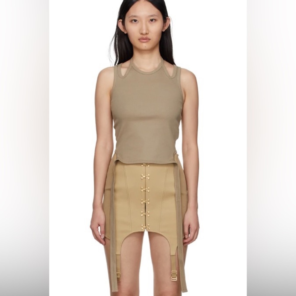 Dion Lee khaki double strap halter top